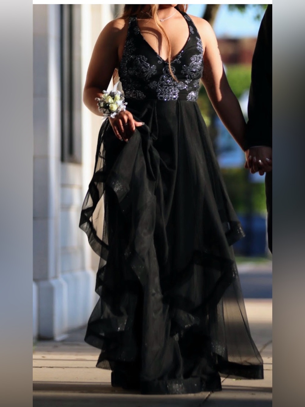 Xtraordinary Black Prom Gown with Embellished Bodice